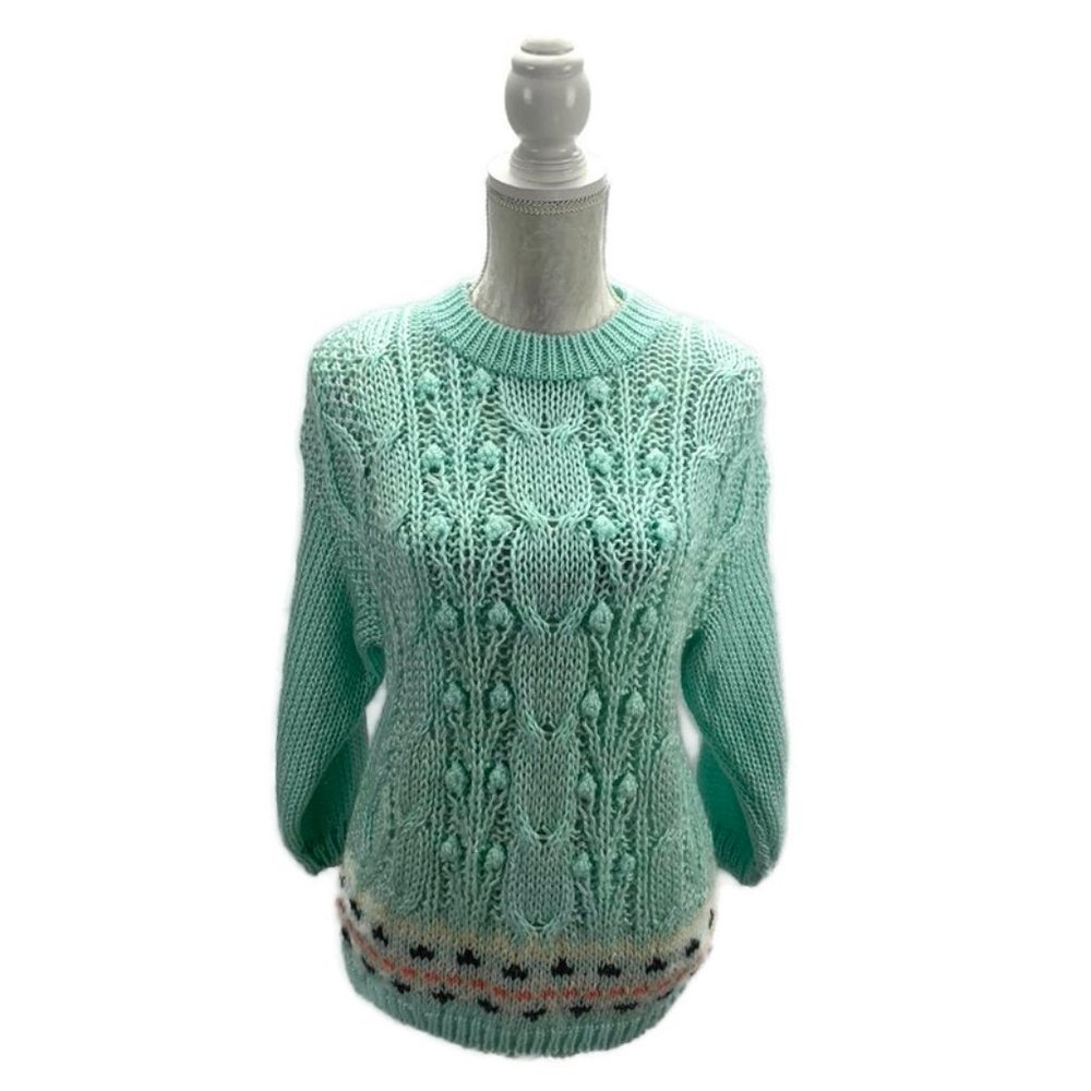 Vintage Chunky Hand Knit Pullover Sweater Size M